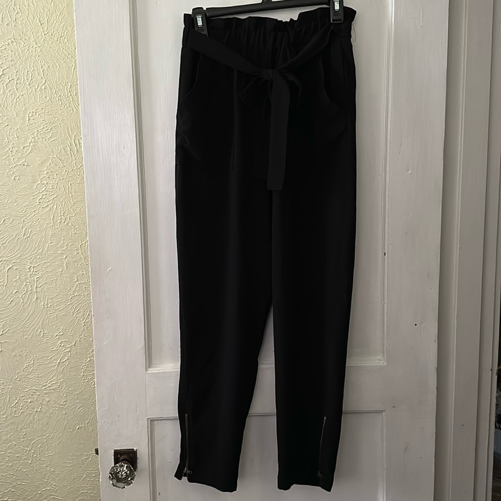 Everly Boho High Rise Tie Waist Paperbag Trouser Pants